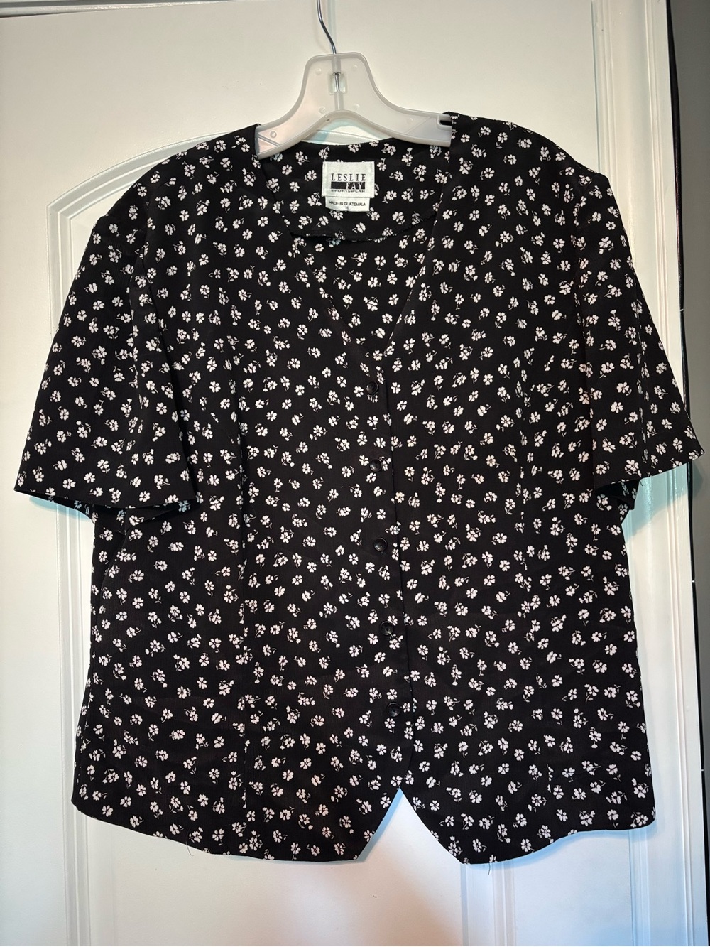 Leslie Fay Sportswear Floral Button Blouse Size 16 Vintage 100% polyester